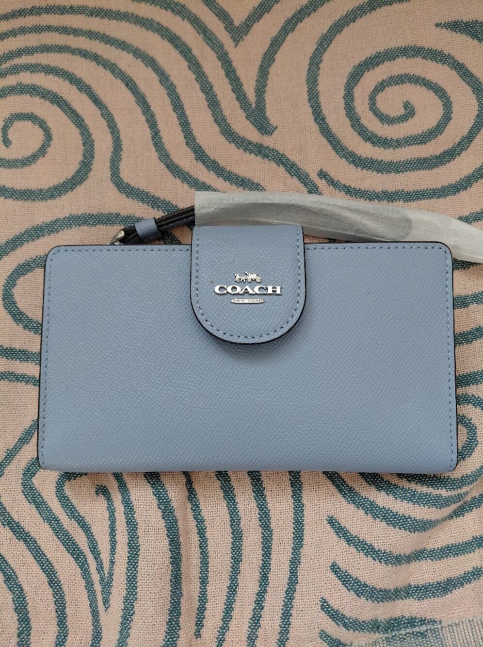 Coach Powder Blue Saffiano Leather Wristlet